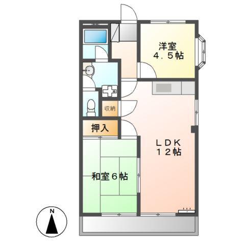 ガーデンプレイスめいわ(2LDK/2階)の間取り写真