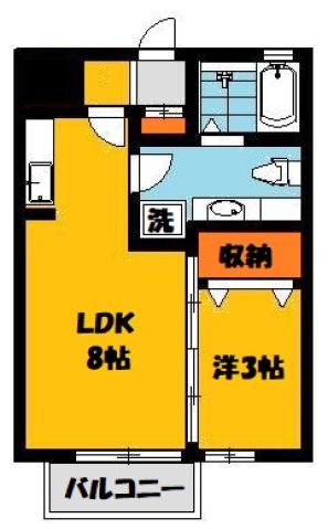 ルミエール(1LDK/1階)の間取り写真