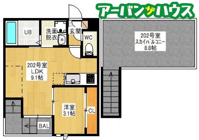GRANDTIC TOMITA(1LDK/2階)の間取り写真