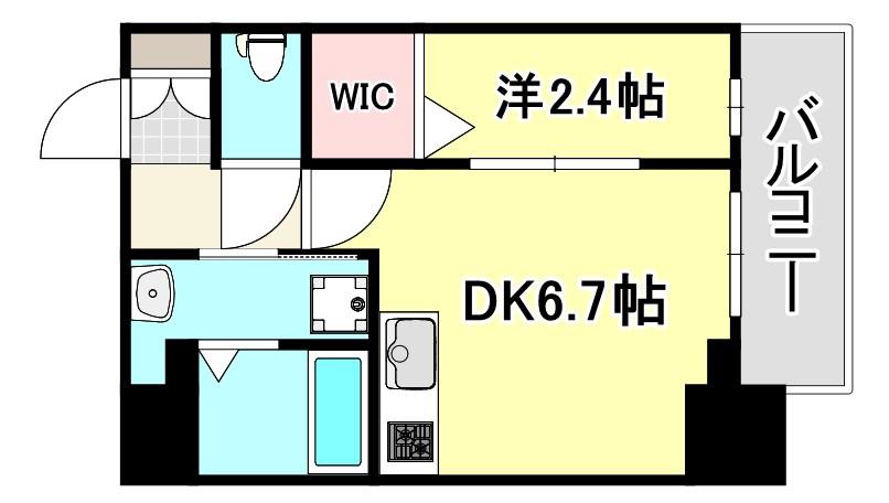 アドバンス神戸ウィステリアパーク(1DK/9階)の間取り写真