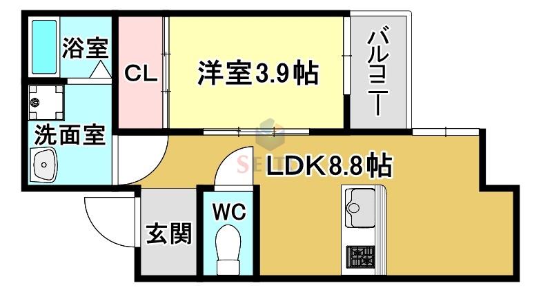 リアコート服部天神(1LDK/3階)の間取り写真