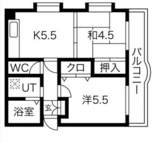 ビエント六甲I(2DK/1階)の間取り写真