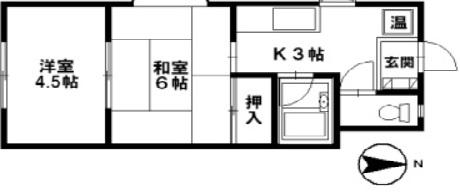 ロイヤルハイツ野々市(2K/2階)の間取り写真