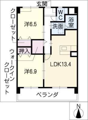 メルベーユ(2LDK/3階)の間取り写真
