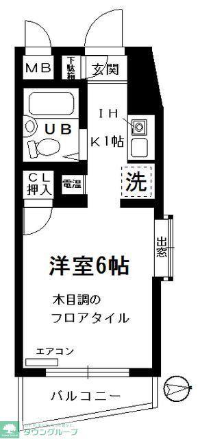 LIZ三ツ沢(1K/2階)の間取り写真