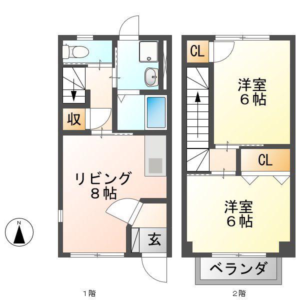 ルネージュK(2LDK/1階)の間取り写真