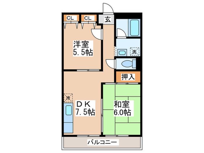 フラッツ・イケベ(2DK/3階)の間取り写真