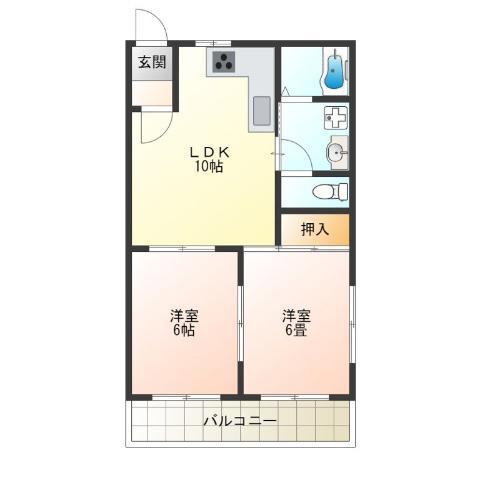 玉出プラザI(2LDK/4階)の間取り写真