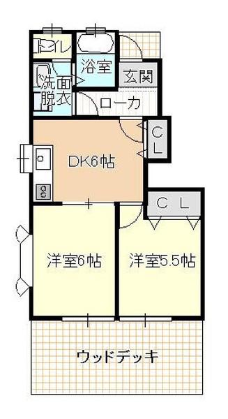センタービレッジ(2DK/1階)の間取り写真