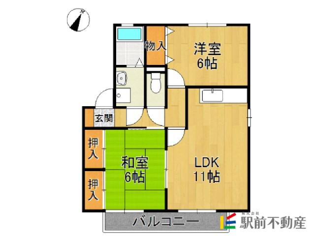 シャルムセジュールIB棟(2LDK/2階)の間取り写真