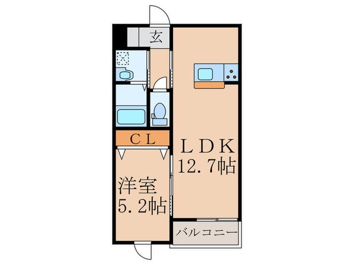クオーレリッコ椿(1LDK/2階)の間取り写真