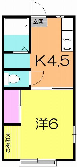 第三カトレア荘(1K/2階)の間取り写真