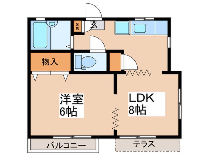 ホワイトコーポA棟(1LDK/1階)の間取り写真