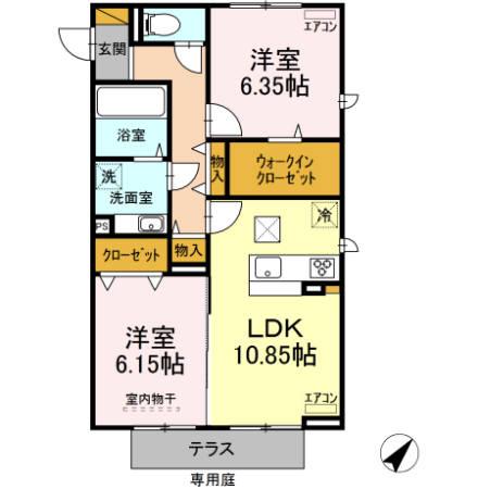 サンクレールA(2LDK/3階)の間取り写真