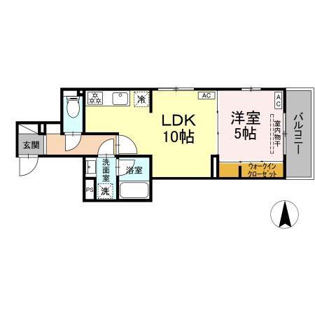 D-ABANICO(1LDK/3階)の間取り写真