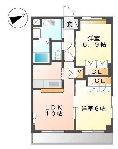 サニーレジデンス(2LDK/3階)の間取り写真