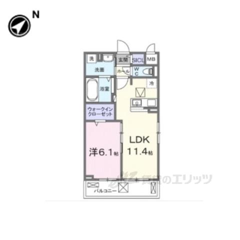 フルール近江(1LDK/1階)の間取り写真