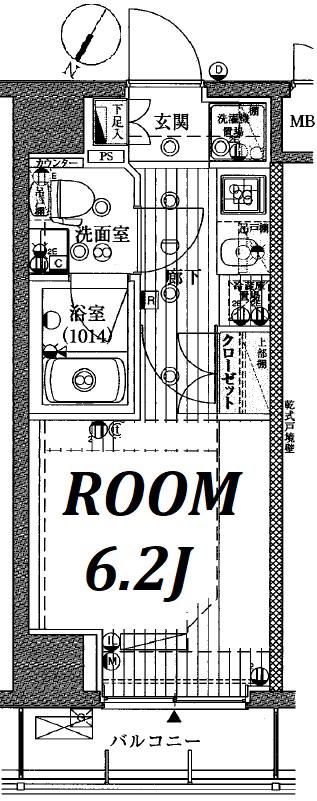 プレール・ドゥーク北新宿IV(1K/6階)の間取り写真