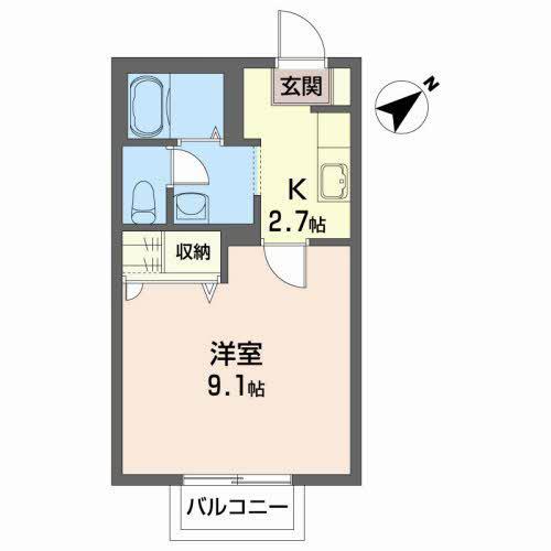 シャーメゾン黒松(1K/2階)の間取り写真