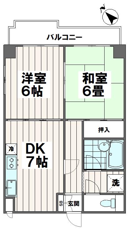 グリーンフラッツ(2DK/4階)の間取り写真