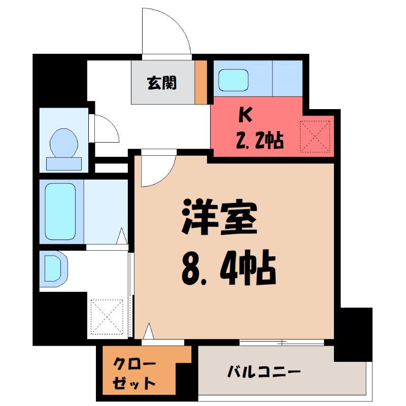 パサージュ(1K/4階)の間取り写真