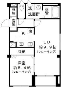 ラシーネ扇アイリス(1LDK/2階)の間取り写真