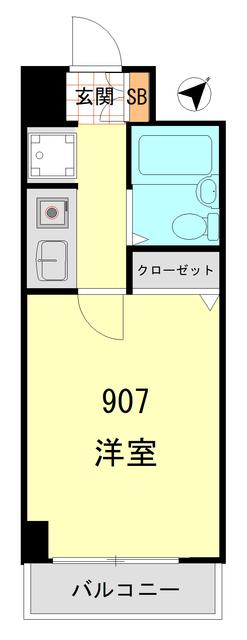 横浜平沼ダイカンプラザ二号館(1K/9階)の間取り写真