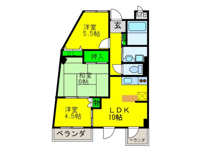 ヒルトップハウス(3LDK/2階)の間取り写真