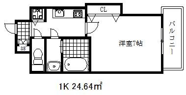 ラグゼ芦屋南(1K/5階)の間取り写真