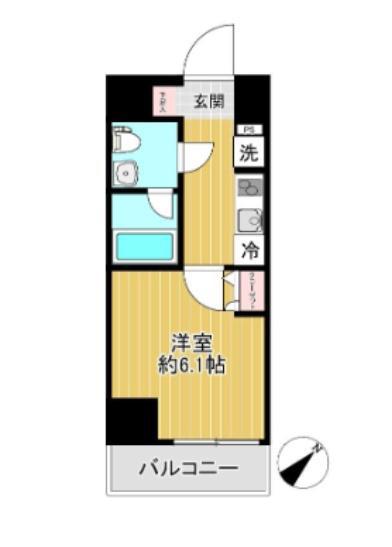 SHOKEN RESIDENCE横浜戸部II(1K/9階)の間取り写真