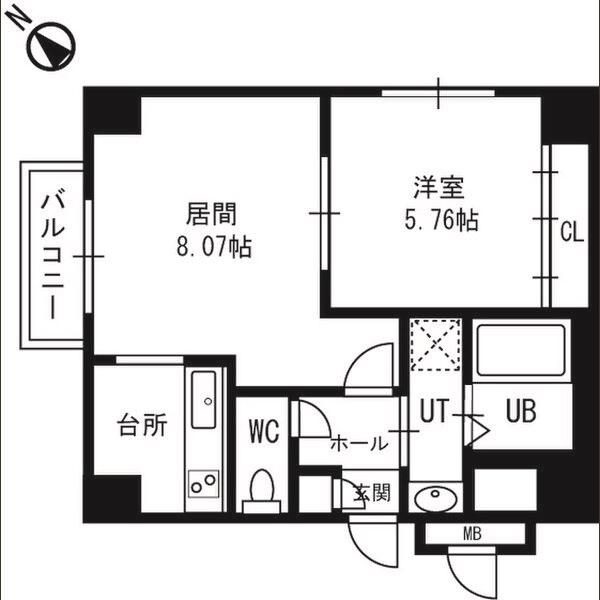 ラぺズマン宮の沢(1LDK/7階)の間取り写真