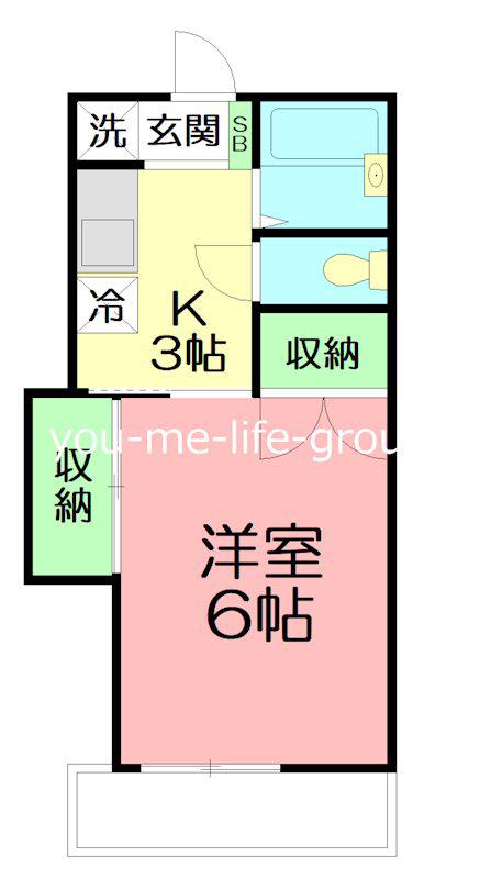 ドミールタカミネ(1K/2階)の間取り写真