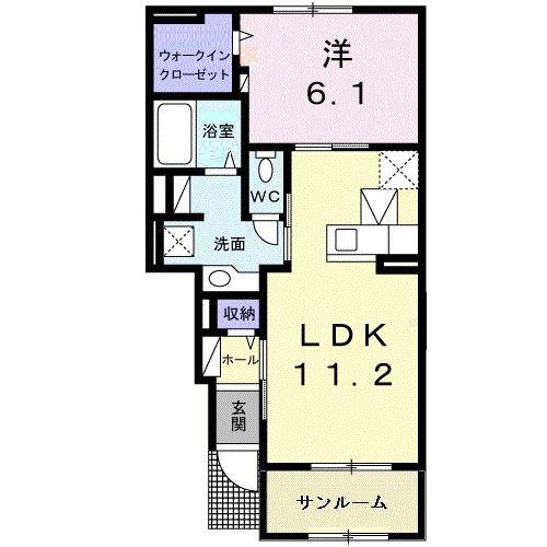 サンリット梶原III(1LDK/1階)の間取り写真