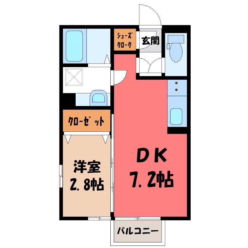 JR両毛線 駒形駅 徒歩16分 2階建 築10年(1DK/2階)の間取り写真