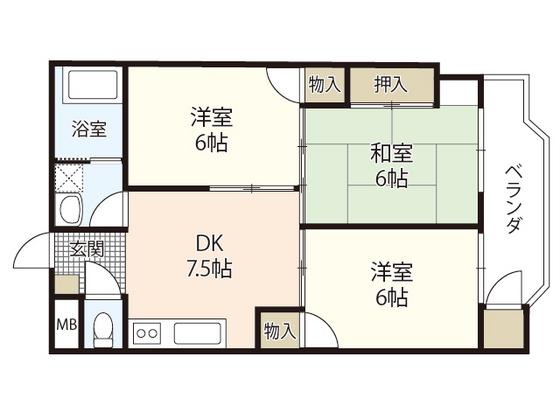 中川ビル(3DK/3階)の間取り写真