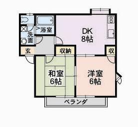 ハピネスハイム(2DK/2階)の間取り写真