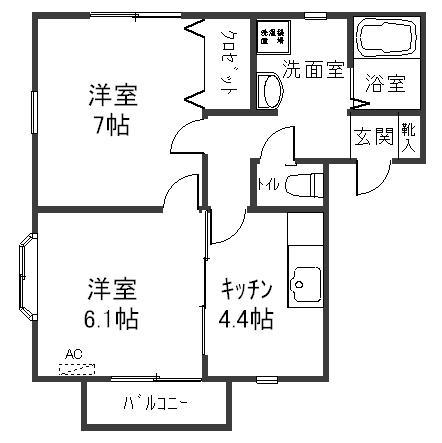 ザ・セカンド(2K/1階)の間取り写真