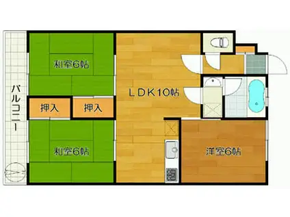 平塚第2マンション(3LDK/2階)の間取り写真