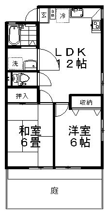 クレール南久が原(2LDK/1階)の間取り写真