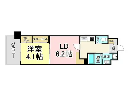 コンダクトレジデンスFUTAJIMA(1LDK/2階)の間取り写真