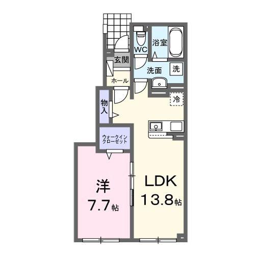 ぺリエール I(1LDK/1階)の間取り写真