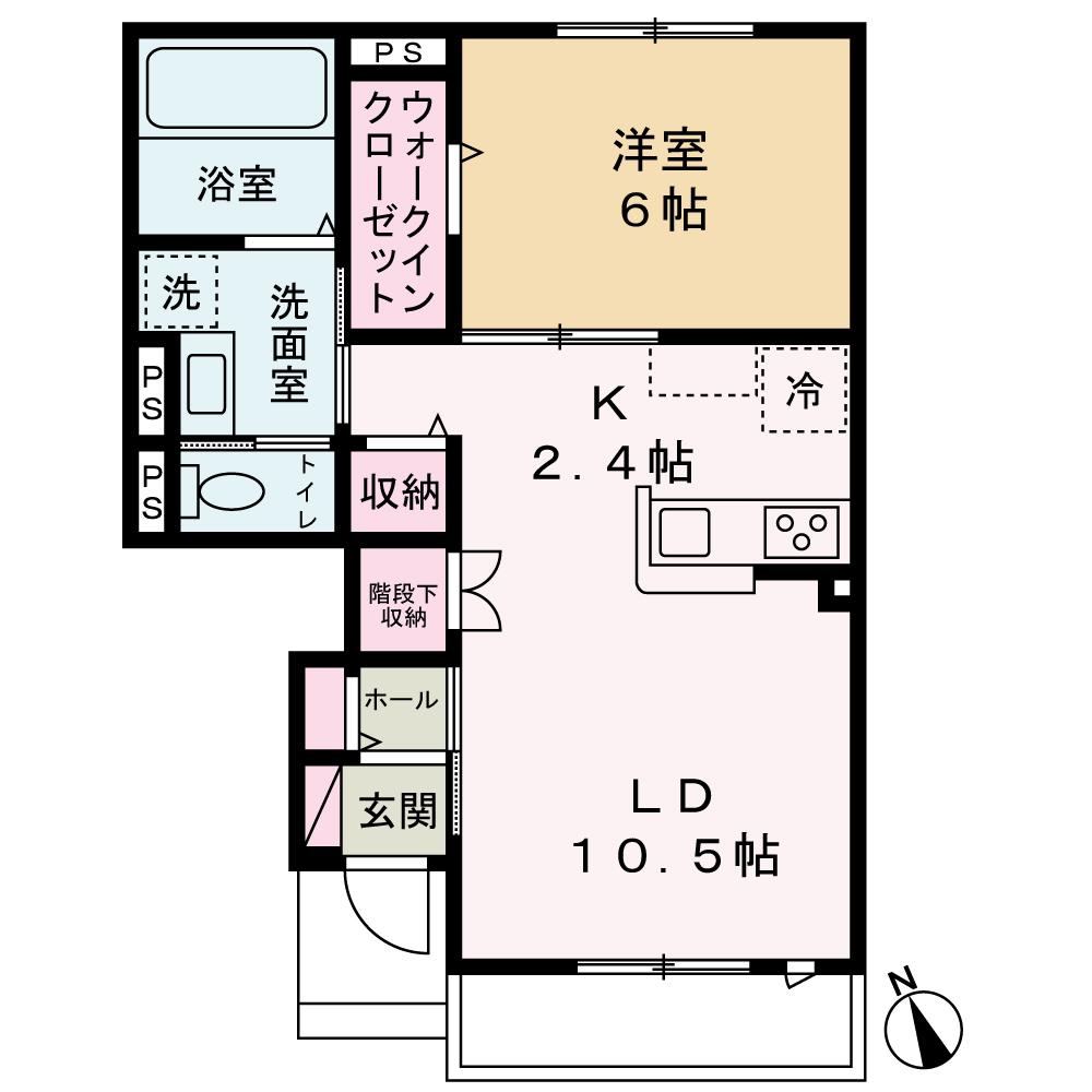 ソレジオII(1LDK/1階)の間取り写真