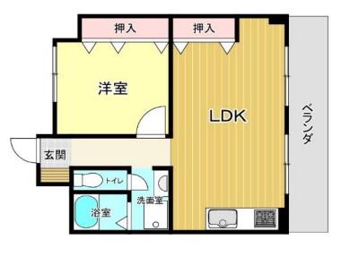 HK81ビル(1LDK/3階)の間取り写真