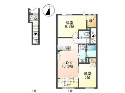 パーク サイドヴィレッジ(2LDK/2階)の間取り写真