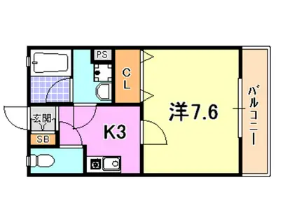 エッセンティア大倉山(1K/2階)の間取り写真