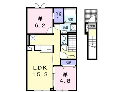 プラシード(2LDK/2階)の間取り写真