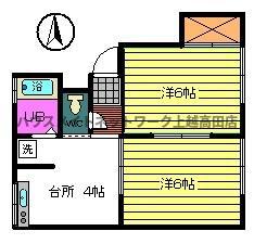 ハイツMK(2DK/2階)の間取り写真
