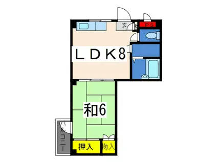 ブルーグレース八景(1LDK/2階)の間取り写真