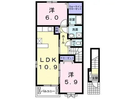 イーストI(2LDK/2階)の間取り写真