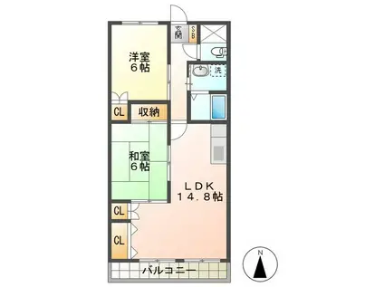 カーサファミリア(2LDK/2階)の間取り写真